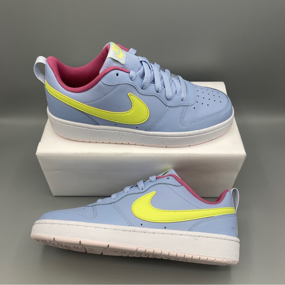 Nike Court Borough Low 2 Big Girl COBALT BLISS/LT LEMON TWIST - Picture 14 of 17